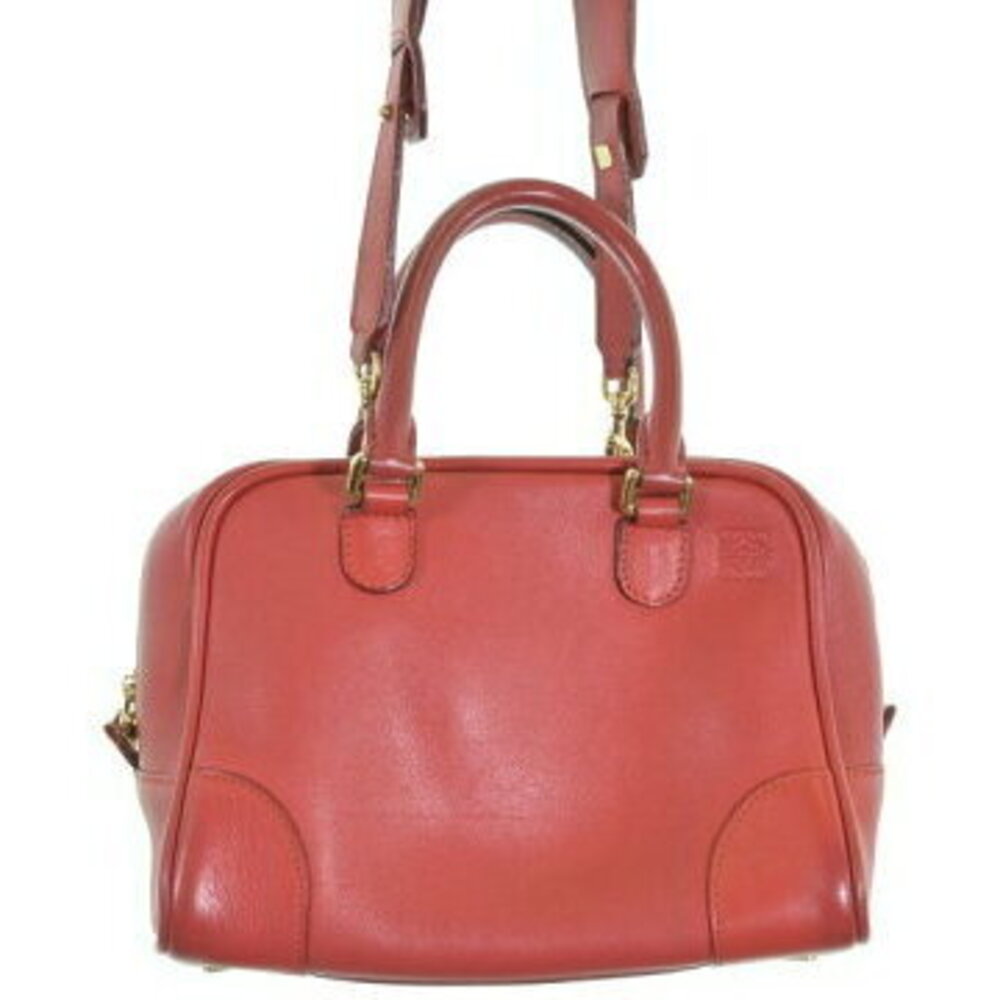 LOEWE Amazona Leather Shoulder Handbag Red